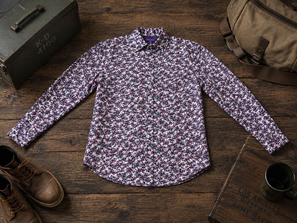 Tallia Mens L 16.5 Floral Button Up Shirt Long Sleeve Multicolor Slim Fit